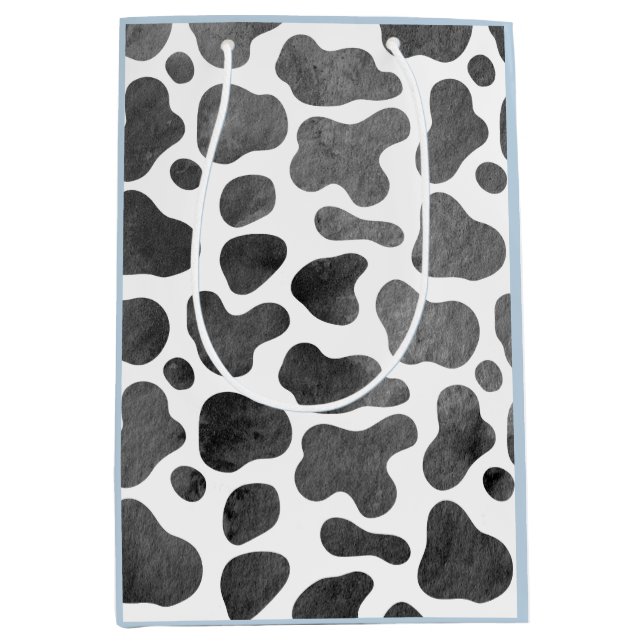 Bolsa De Regalo Mediana Huella de vaca acuática azul (Anverso)