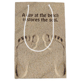 Bolsa De Regalo Mediana Huellas De Arena Con Cita De Playa