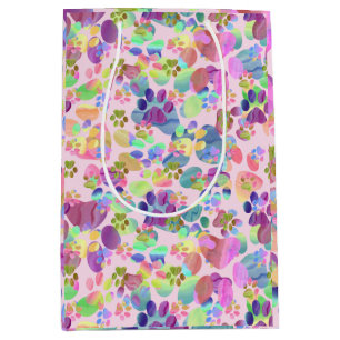 Bolsa De Regalo Mediana Huellas de colores rosas
