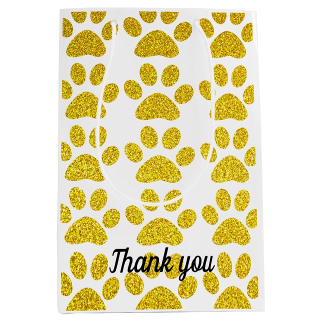 Bolsa De Regalo Mediana Huellas de garra con brillo dorado Gracias Bodas l (Anverso)