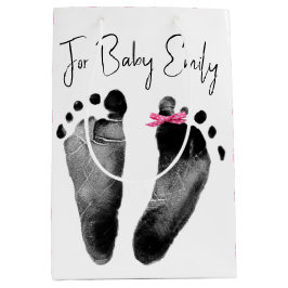Bolsa De Regalo Mediana Huellas de recién nacido con dobladura de puntos d