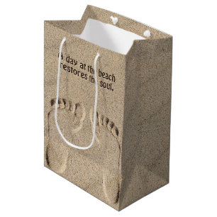 Bolsa De Regalo Mediana Huellas en la arena con cita de playa