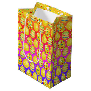 Bolsa De Regalo Mediana Huevos Amarillos De Pascua Con Puntos De Polka Arc