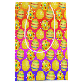 Bolsa De Regalo Mediana Huevos Amarillos De Pascua Con Puntos De Polka Arc