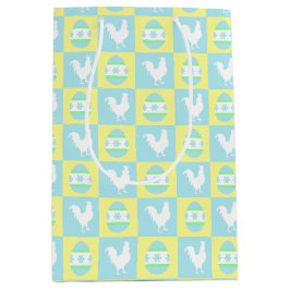 Bolsa De Regalo Mediana Huevos de gallo de patrón de tablero de chequeo de