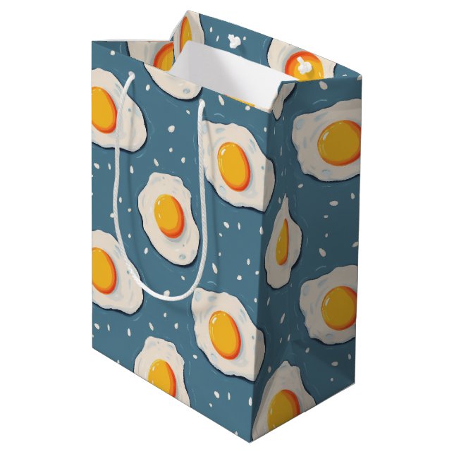 Bolsa De Regalo Mediana Huevos fritos en azul (Angulo reverso)