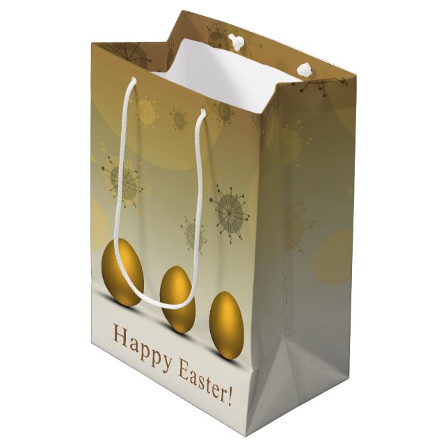 Bolsa De Regalo Mediana Huevos modernos de Pascua Dorada (Angulo Anverso)