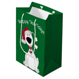 Bolsa De Regalo Mediana Humor De Perro De Los navidades En Verde