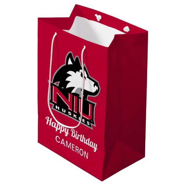 Bolsa De Regalo Mediana Huskies del norte de Illinois| Cumpleaños (Angulo Anverso)