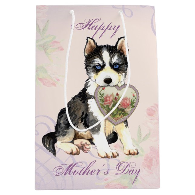Bolsa De Regalo Mediana Husky Heart Mom (Anverso)