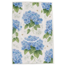 Bolsa De Regalo Mediana Hydrangea Floral Gift Bag | Elegant Blue Botanical