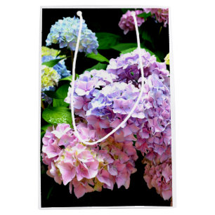 Bolsa De Regalo Mediana Hydrangea garden, rosa, azul, violeta floral