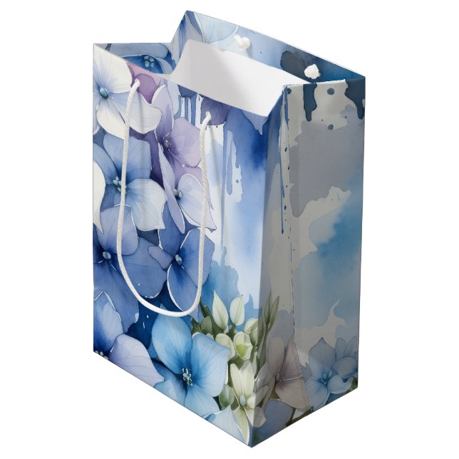 Bolsa De Regalo Mediana Hydrangea Periwinkle Pascua (Angulo Anverso)