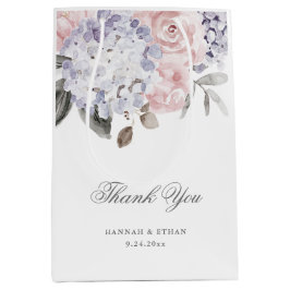 Bolsa De Regalo Mediana Hydrangea y rosas de la acuarela del vintage el |