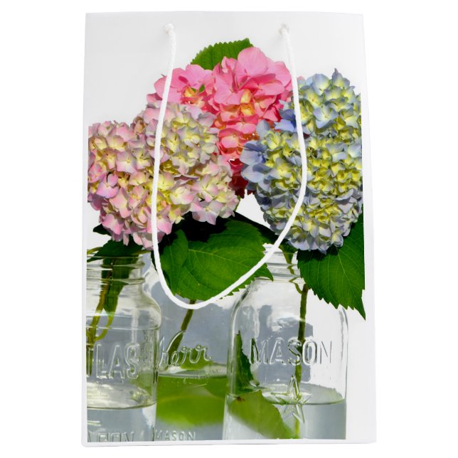 Bolsa De Regalo Mediana Hydrangeas y Mason jar (Anverso)