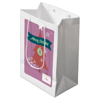 Bolsa De Regalo Mediana Iconos de Navidad Monogramada Berry Navidad 