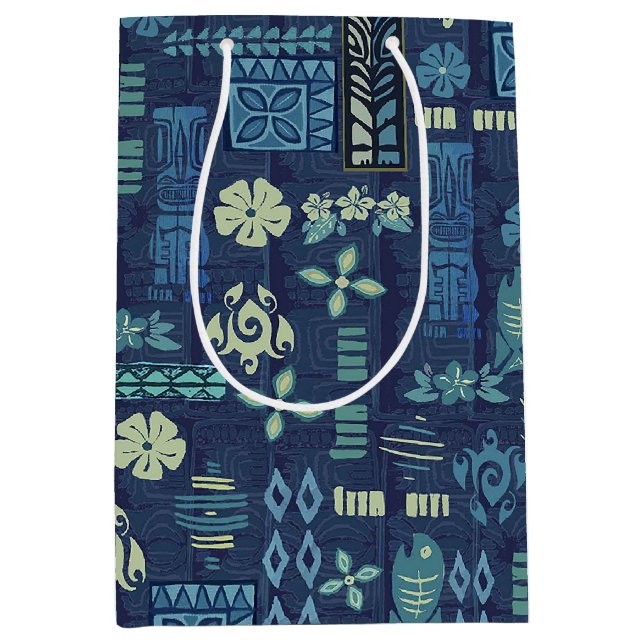 Bolsa De Regalo Mediana Iconos retro hawaianos tiki (Anverso)