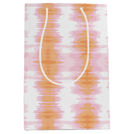 Bolsa De Regalo Mediana Ikat Brillante en Rosa y Naranja