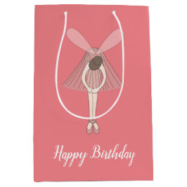 Bolsa De Regalo Mediana illusima Ballerina Fairy Peach with Text
