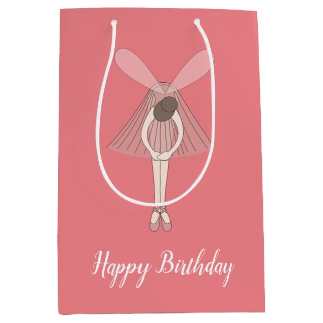 Bolsa De Regalo Mediana illusima Ballerina Fairy Peach with Text (Anverso)