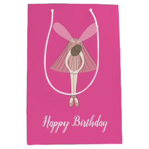 Bolsa De Regalo Mediana illusima Ballerina Fairy Pink with Text