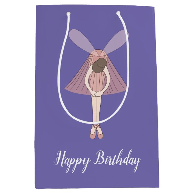 Bolsa De Regalo Mediana illusima Ballerina Fairy Purple con texto (Anverso)