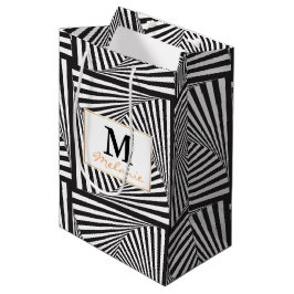 Bolsa De Regalo Mediana Ilusión óptica espiral blanca negra hermosa