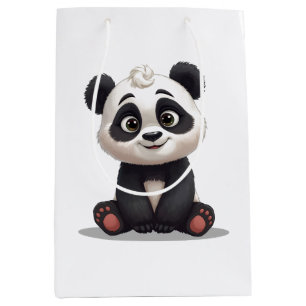 Bolsa De Regalo Mediana Ilustración de dibujos animados de oso panda senta