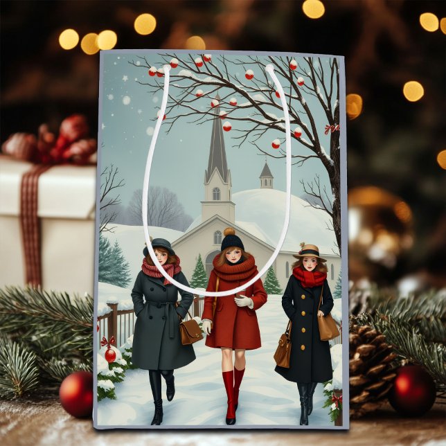 Bolsa De Regalo Mediana Ilustracion de época Gente abandonando el invierno (Subido por el creador)