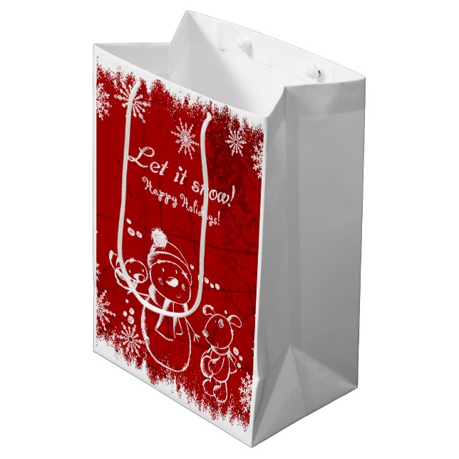 Bolsa De Regalo Mediana Ilustracion De Festividades Rojo Y Blanco (Angulo Anverso)