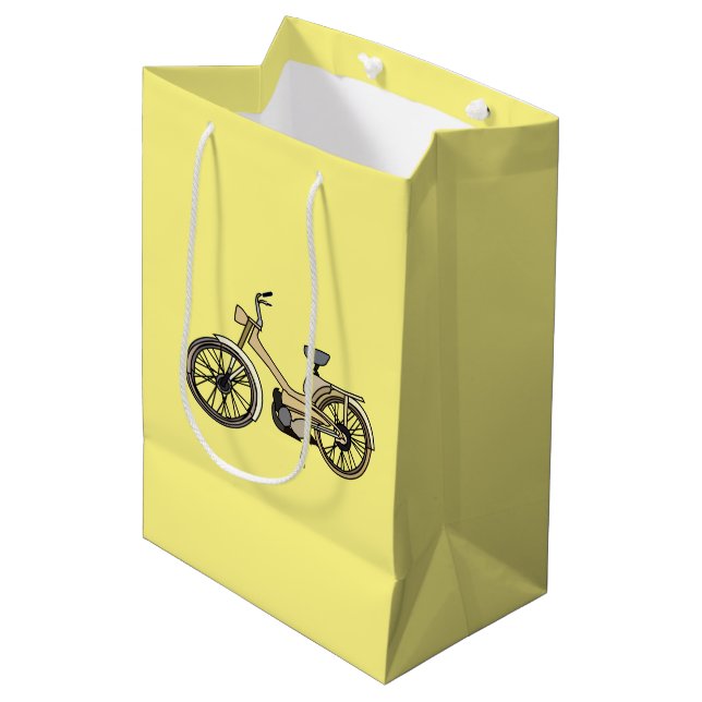 Bolsa De Regalo Mediana Ilustracion de motocicleta amarillo (Angulo Anverso)