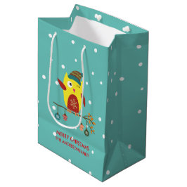 Bolsa De Regalo Mediana Ilustracion de Navidades de Lechuza de Invierno