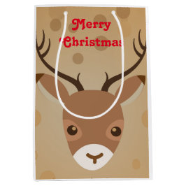 Bolsa De Regalo Mediana ilustracion de renos sobre fondo marrón