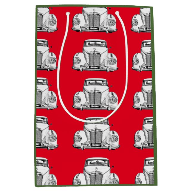 Bolsa De Regalo Mediana Ilustracion Mercedes Benz 300 de lujo clásico (Anverso)
