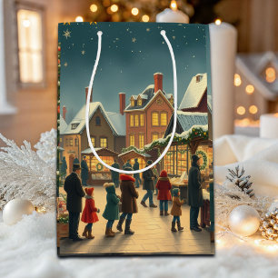 Bolsa De Regalo Mediana Ilustración Navideña Vintage