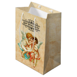 Bolsa De Regalo Mediana Ilustracion Vintage Ephemera Angel Cherubs