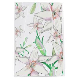 Bolsa De Regalo Mediana Ilustracion White Lilies