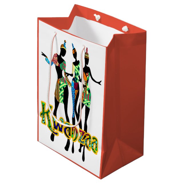 Bolsa De Regalo Mediana Impresión afrocéntrica de Kwanzaa (Angulo Anverso)