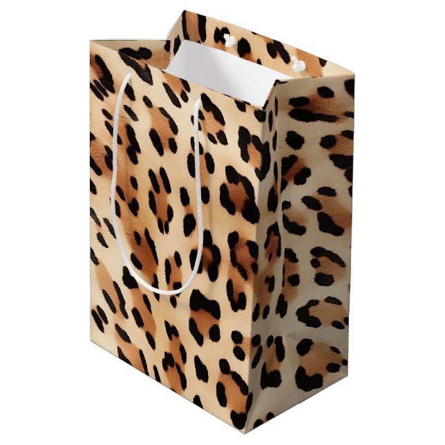 Bolsa De Regalo Mediana Impresión de animales de Cream Leopard (Angulo reverso)