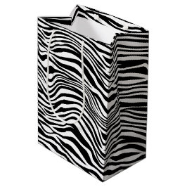 Bolsa De Regalo Mediana Impresión de cebra en blanco y negro
