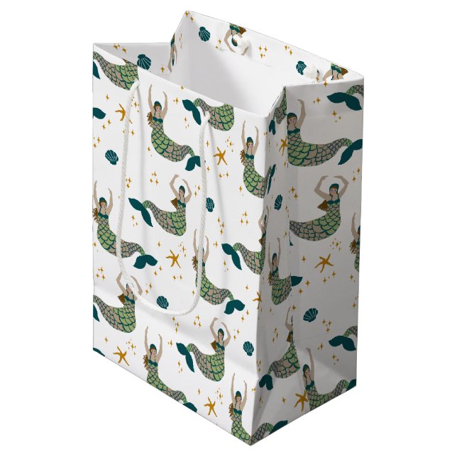 Bolsa De Regalo Mediana Impresión de Ilustracion de tema de Sirena moderna (Angulo Anverso)