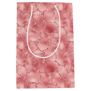 Bolsa De Regalo Mediana Impresión de jirafa Purpurina glitzy rosado