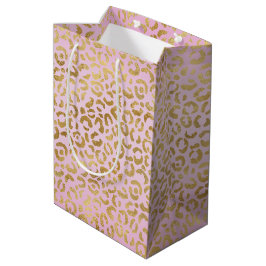 Bolsa De Regalo Mediana Impresión de leopardo de oro rosa