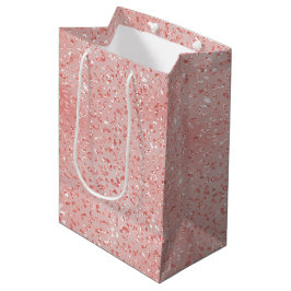 Bolsa De Regalo Mediana Impresión de leopardo de Purpurina rosa de salmón