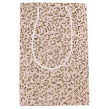 Impresión de leopardo dorado Purpurina rosado Rubo