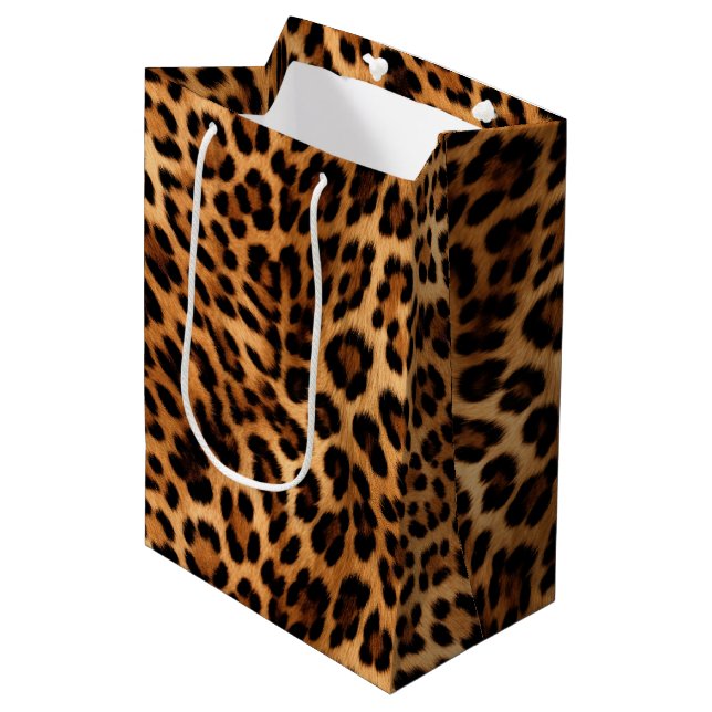 Bolsa De Regalo Mediana Impresión de leopardo marrón de moda (Angulo Anverso)
