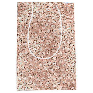 Bolsa De Regalo Mediana Impresión de leopardo rosado de Rubor Rosa de colo