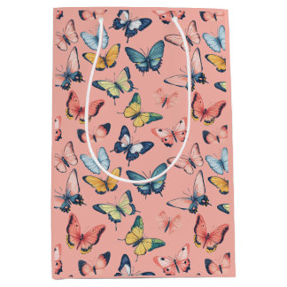 Bolsa De Regalo Mediana Impresión de mariposa de color