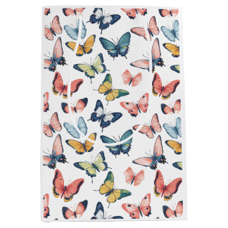 Bolsa De Regalo Mediana Impresión de mariposa de color