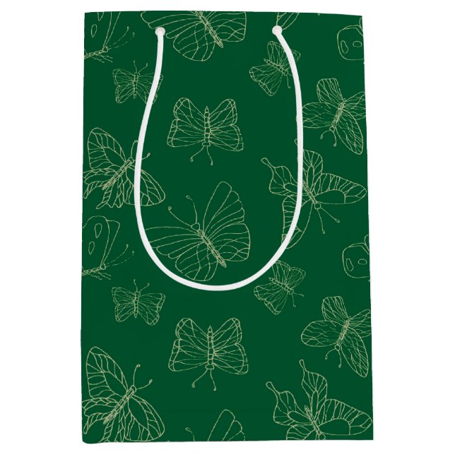Bolsa De Regalo Mediana Impresión de mariposa verde oscuro, inspirada por  (Anverso)